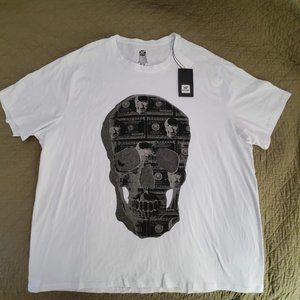 White Short Sleeve Crew Neck Skull Tee-NWT